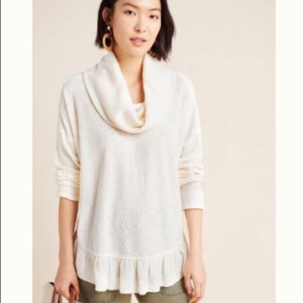 Anthropologie Ruffled Pullover Sweater
